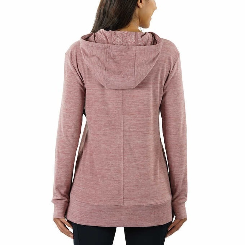 Spyder Hoodie Womens XL Pockets Thumb Holes Tunic Length Reflective Logo Pink - Picture 3 of 4